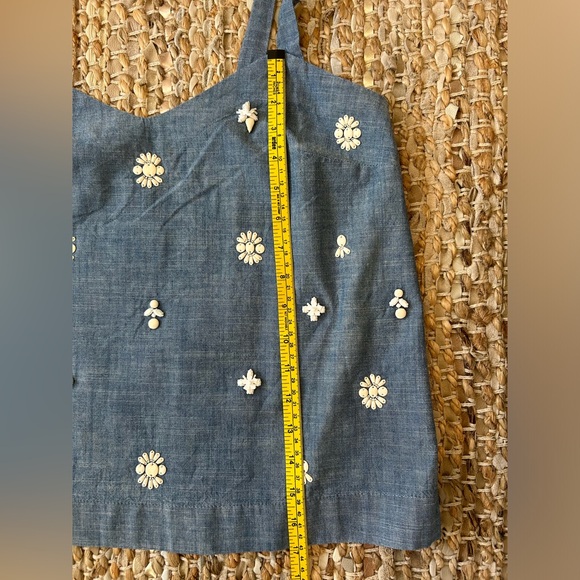 J. Crew Cropped Light Blue Denim Tie-Top with Embellishments Size 4 - Picture 8 of 8